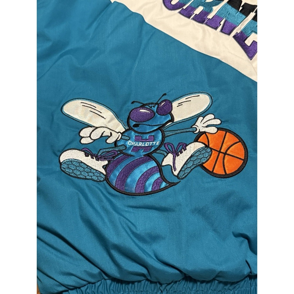 Vintage 90s Charlotte Hornets Pro Player NBA Jacket Puffer Coat Rare Men's Large - Picture 8 of 14